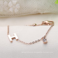 Personalizado Crystal Rose Gold Letter Alphabet H Initial Bracelet